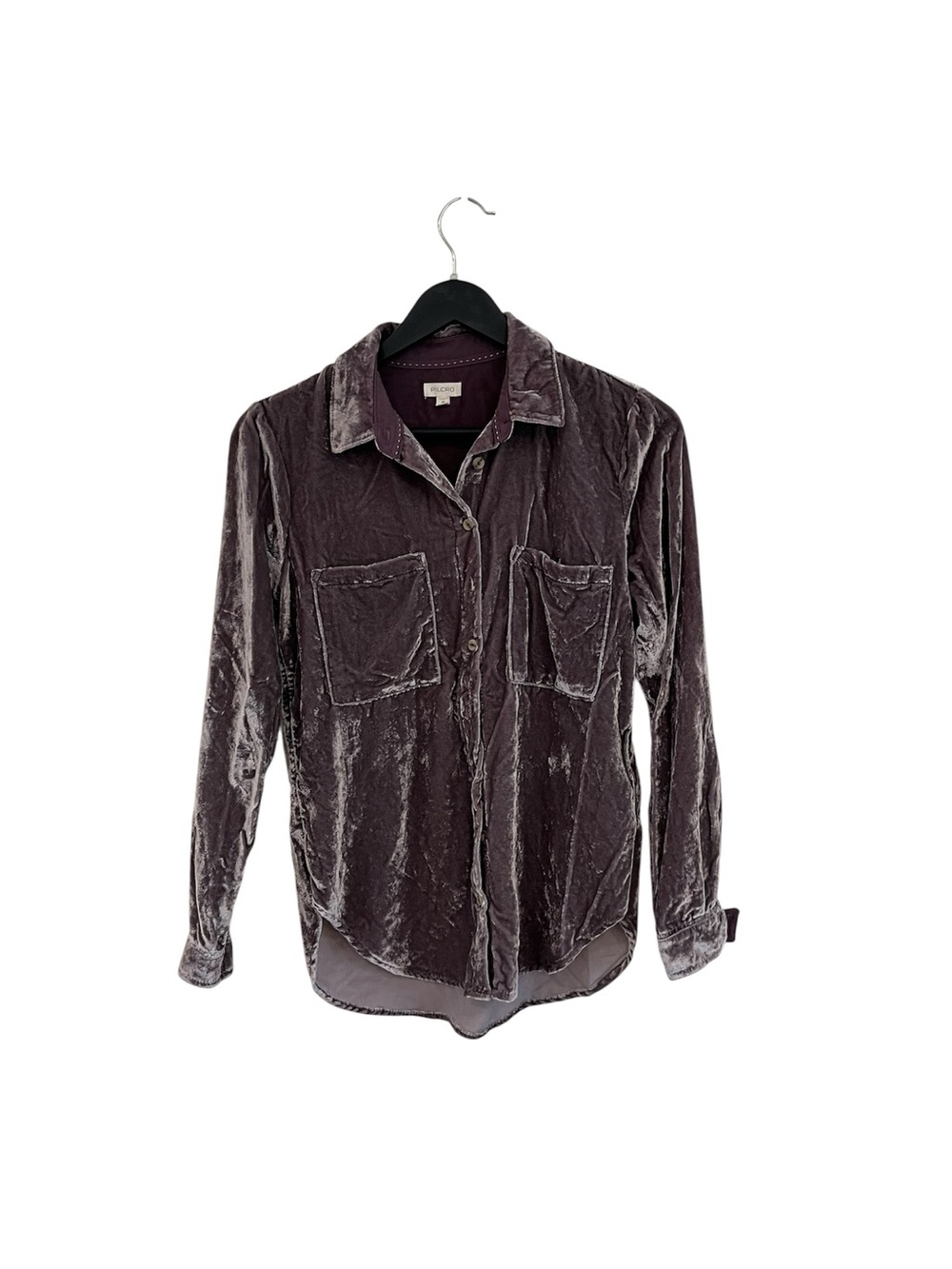 Pilcro Velvet Button-Front Shirt Jacket in Plum